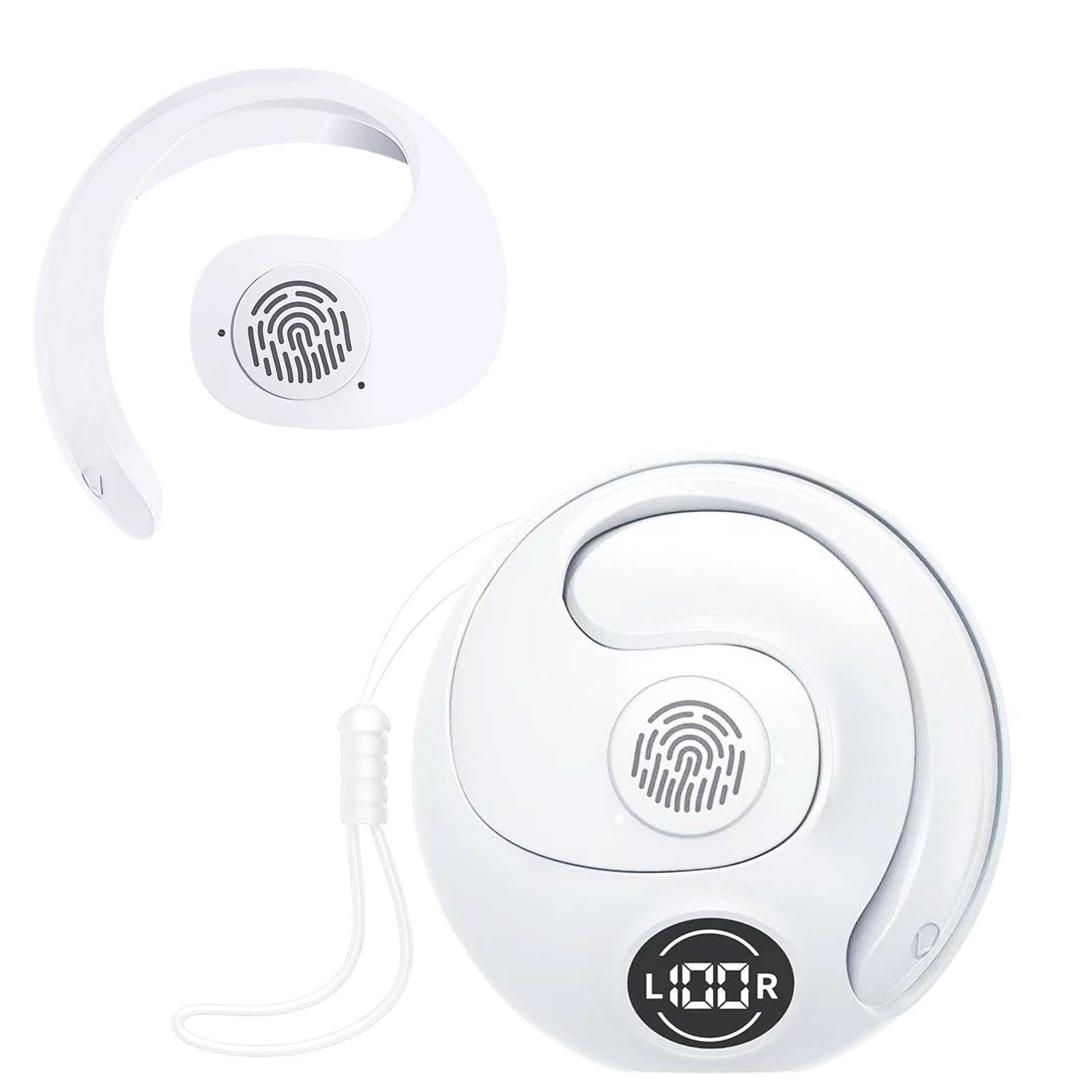 Fenpos Wireless Earbuds Bluetooth 5.3 Wireless Open Ear Gaming Headphones IPX5 Waterproof Noise Cancelling Running Sport Wireless Bluetooth Earbuds with Mic and Earhooks for Android/iOS (White)