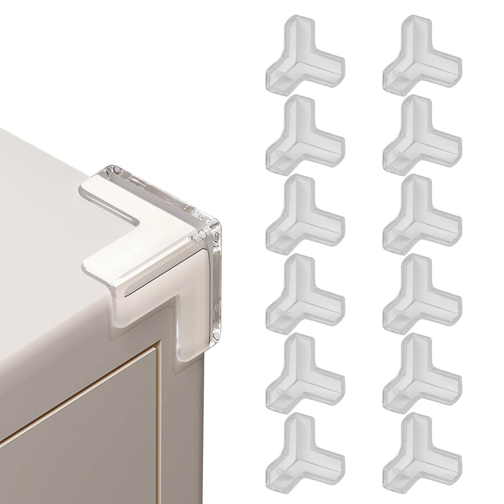 Strrng White 12Pcs Baby Proofing Edge Protector,Safety Corner Protectors, Strong Adhesive,Furniture Protectors,Rubber Corner Protectors,For Furniture Against Sharp Corners For Cabinets, Tables.