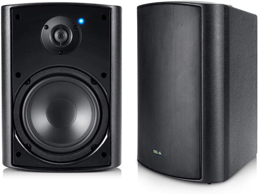 Outdoor Bluetooth Speakers, 5.25" Bluetooth Weatherproof Speakers for Deck Patio Backyard, Pair (Black)