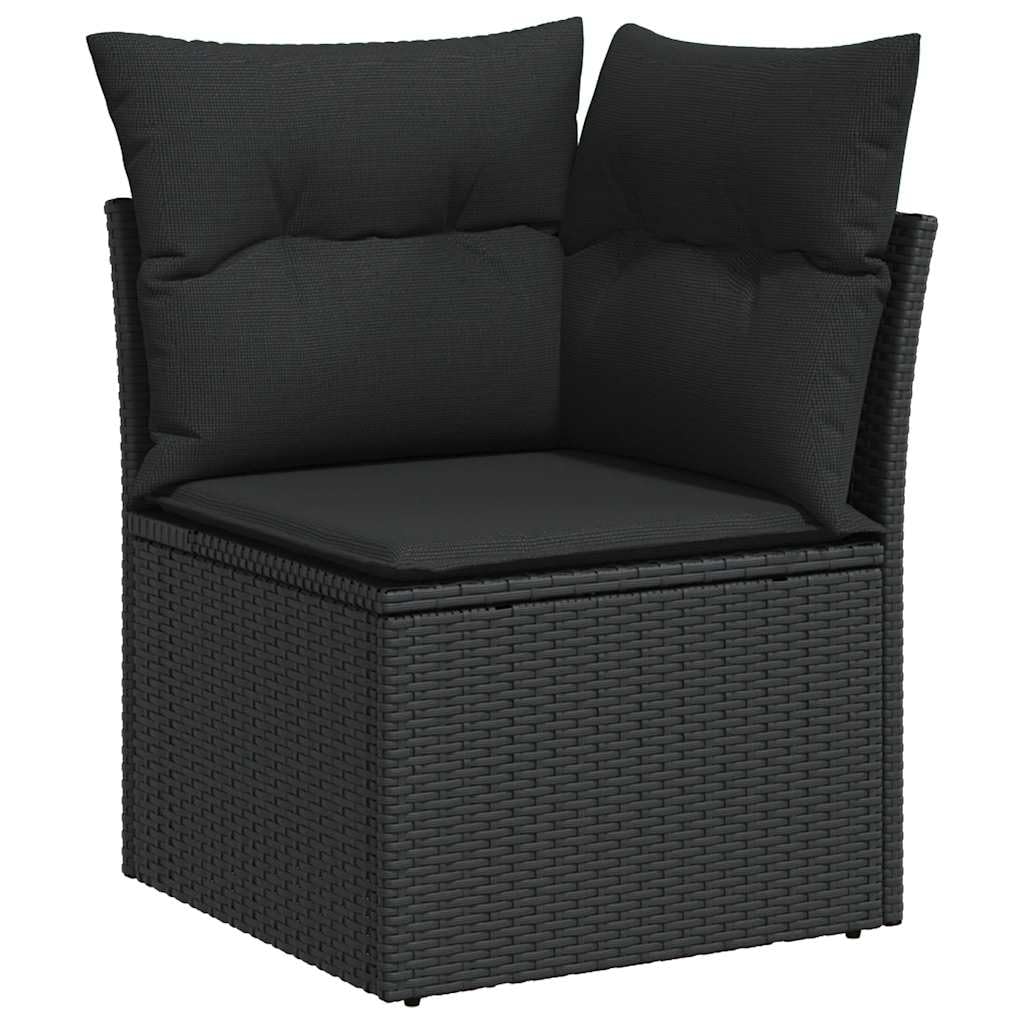 Salon de Jardin 9 Places avec Coussins Noir résine tressée Ensemble modulable Table relevable canapé d Angle extérieur Patio terrasse Housse Amovible Lavable UV résistant