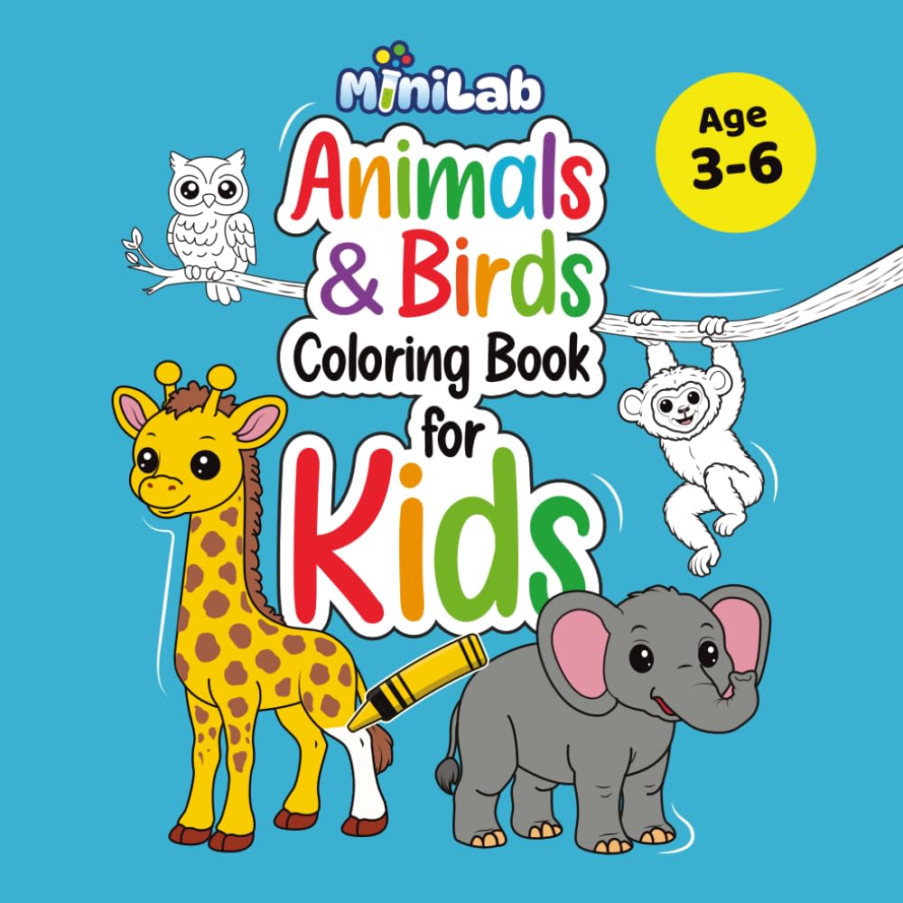 Animals & Birds Coloring Book for Kids: Fun ABC Coloring Pages with Rhyming Poems for Ages 3–6