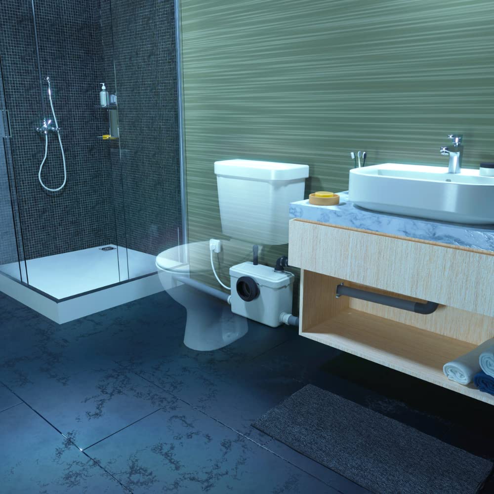 3 - Broyeur WC Adaptable avec Connexions pour Douche, Lavabo et Bidet, Installation Facile, Relevage 3m Vertical, 30m Horizontal, 400W, Fabrication Française, Garantie 3 Ans