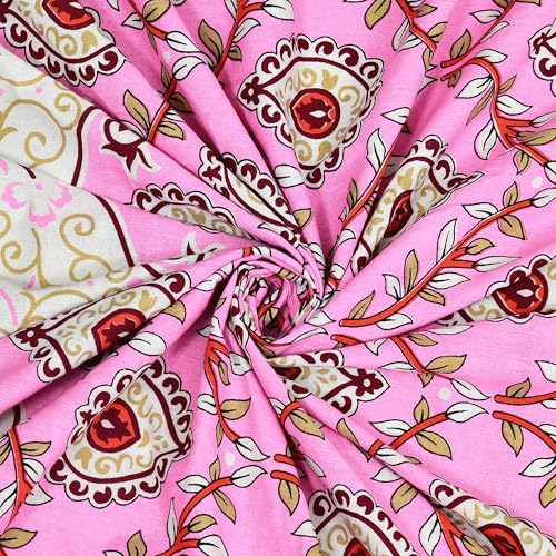 Image of RajasthaniKart Pure Cotton 180 TC King Size BEDSHEET with 2 Pillow Cover - 90X108 (Suitable for King Size Bed Sheet or Double Bed, Pink) PSP 140
