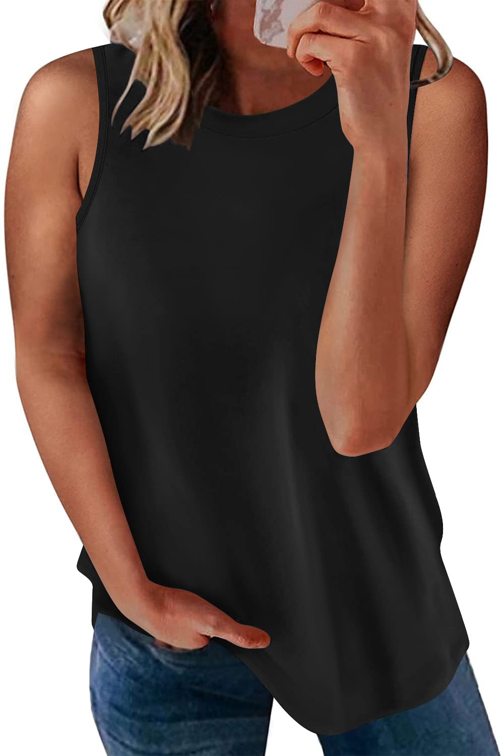 LONGYUANWomens Tank Tops 2025 Casual Tunics Loose Sleeveless Summer Tops Basic Ladies Tee Shirts M-3XL