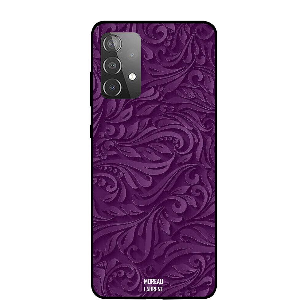 Protective Printed Case Cover For Samsung Galaxy A72 Dark Purple Floral Pattern