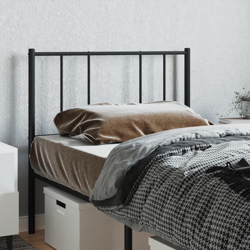 Testiera in metallo nero, 107 cm, per telaio del letto, robusta cuffia in acciaio, design moderno, supporto stabile per camera da letto, facile da montare
