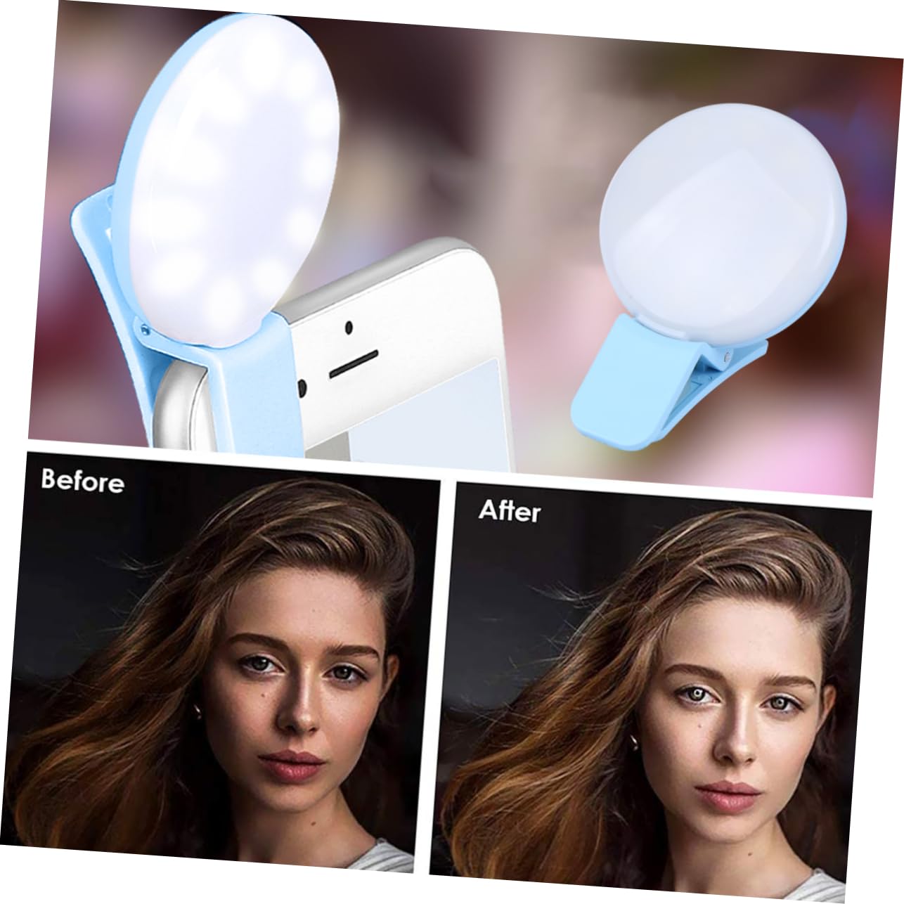 DIYEAH Selfie Circle Light for Phone Clip on Ring Light 3 Adjustable Modes No Cord Ideal for Makeup
