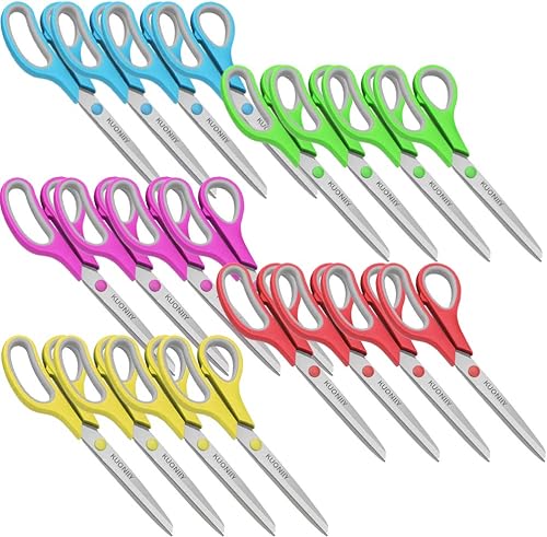 Tijeras, hoja afilada, mango ergonómico, tijeras resistentes para oficina, hogar, escuela, costura, tela, suministros de manualidades, paquete de