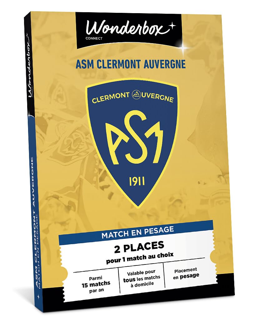 Wonderbox Connect - Coffret Cadeau - ASM Clermont Supporter - 2 places pour 1 match au choix - Parmi 15 matchs par an, valable pour tous les matchs à domicile - Validité 27 mois