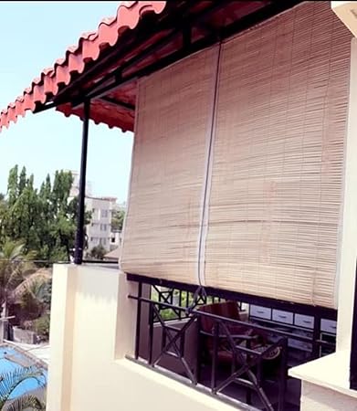 Foreign Holics Bamboo Roll Up Blind Chick Window Curtain/Protective Screens for Balcony/Windows/Outdoors/Door/Kitchen/Home (5.5 Width X 10 Lenght Ft)