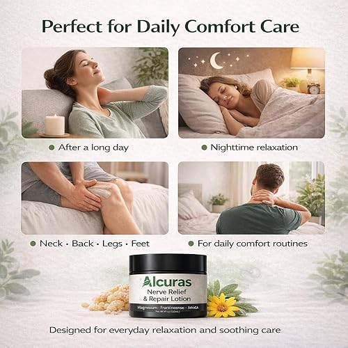 Miniatura 4 de Alcuras - Crema para nervios, loción de neuropatía Alcura con árnica y magnesio para rodilla, crema corporal hidratante de magnesio, calmante