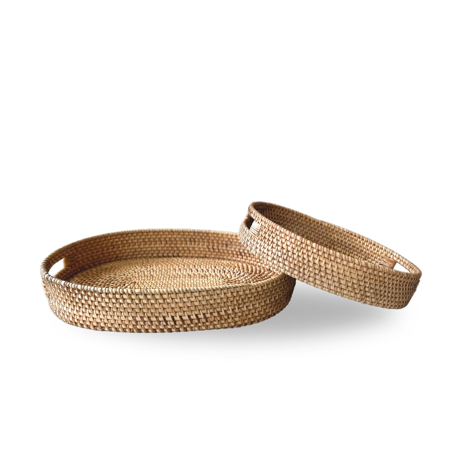 Solange & Frances Rattan Wicker Trays - Natural Home Decor gifts for mom. Christmas Table Decorations, Perfect Christmas Gifts for Women, Serving Tray, or Coffee Table Decor