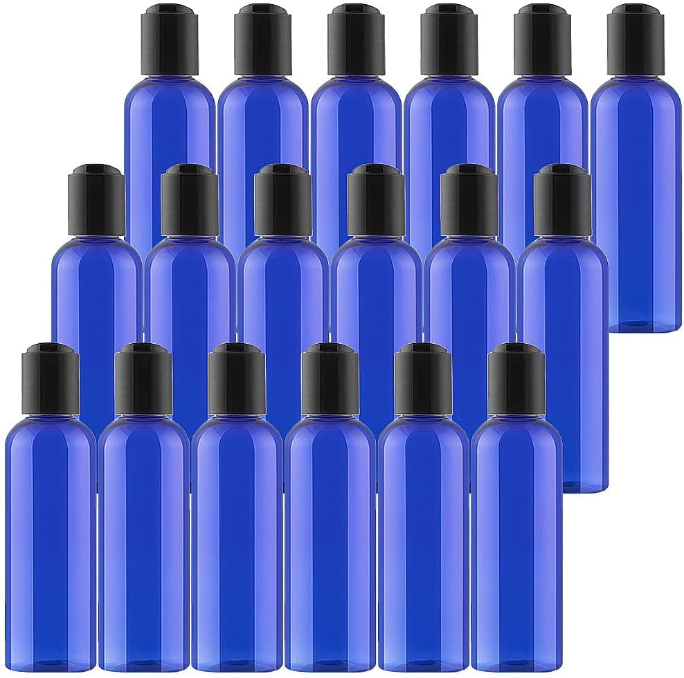 hunky dory 12pcs 100ml Blue Empty Plastic Bottles Refillable Travel Size Cosmetic Travelling Containers Small Leak Proof Squeeze Bottles with Black Flip Cap for Toiletries Oil,Shampoo. (Pack of 12)-picture-36