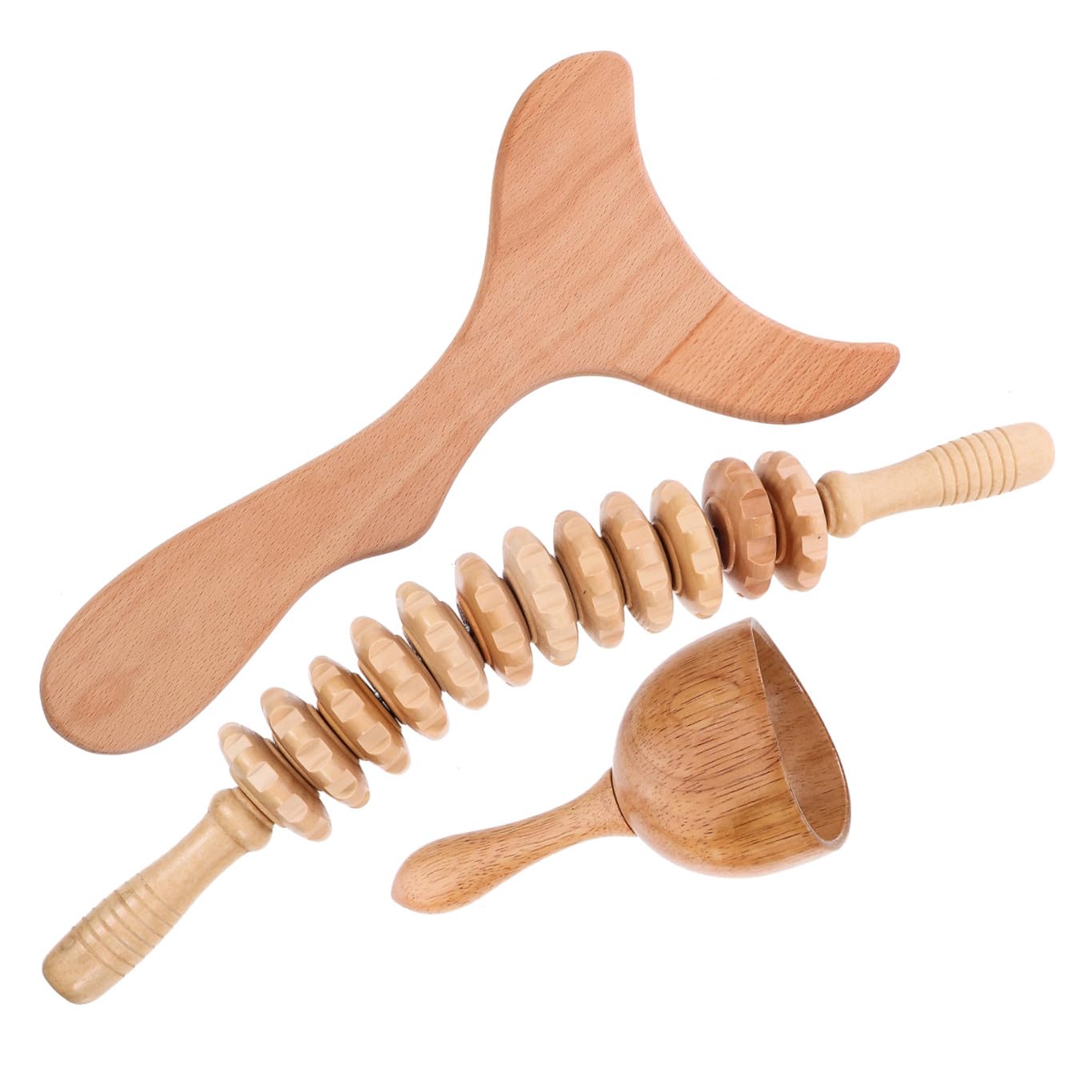 Artibetter Kit Maderoterapia Corporal Masajeador de Madera Ligero y Tabla de Masaje Compacta para Esculpir el Cuerpo y Relajar Músculos, Fácil de Transportar y Almacenar