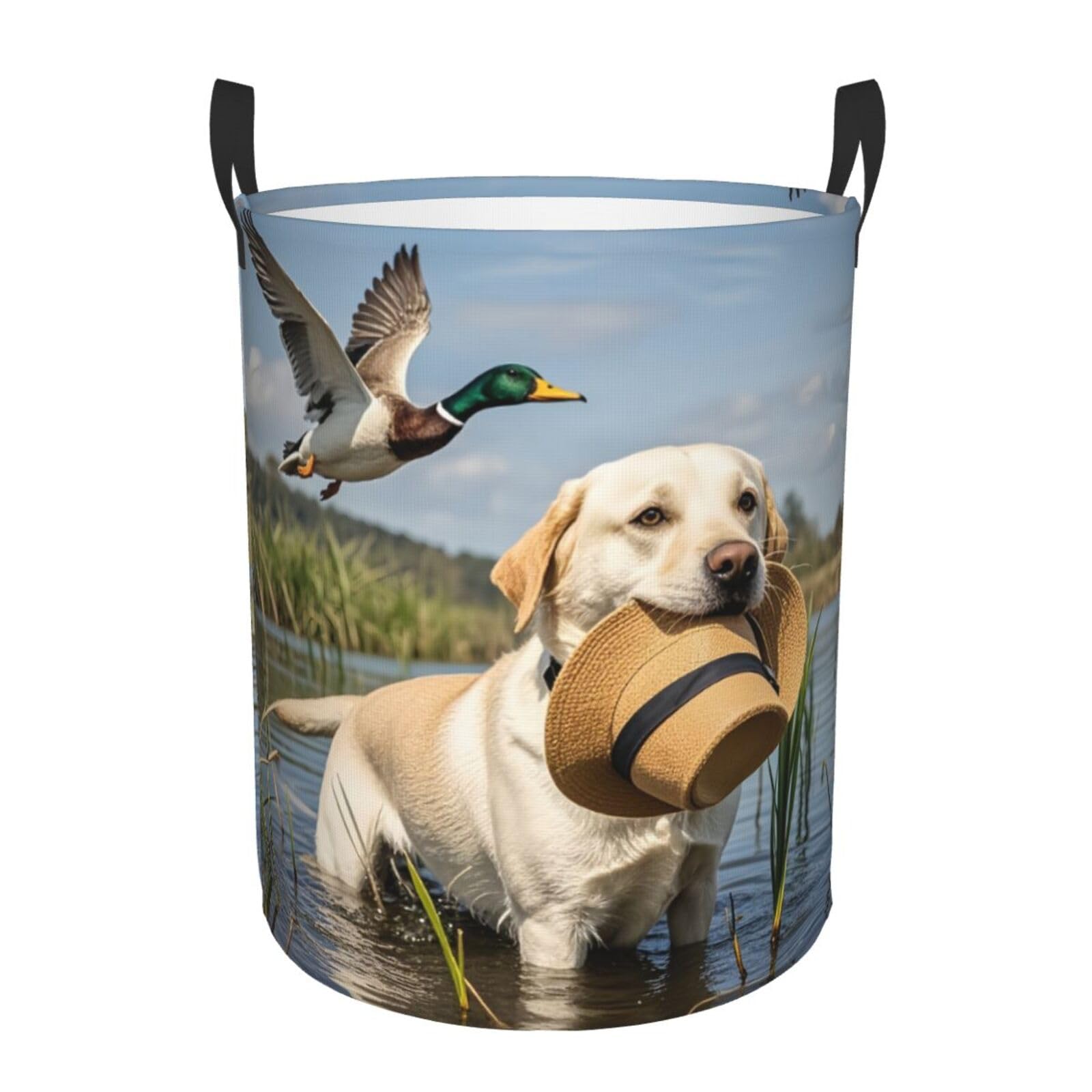 Dog And Mallard Duck Laundry Hamper,Portable Clothes Hampers,Storage Basket Toys Storage Organizer For Home Dorm