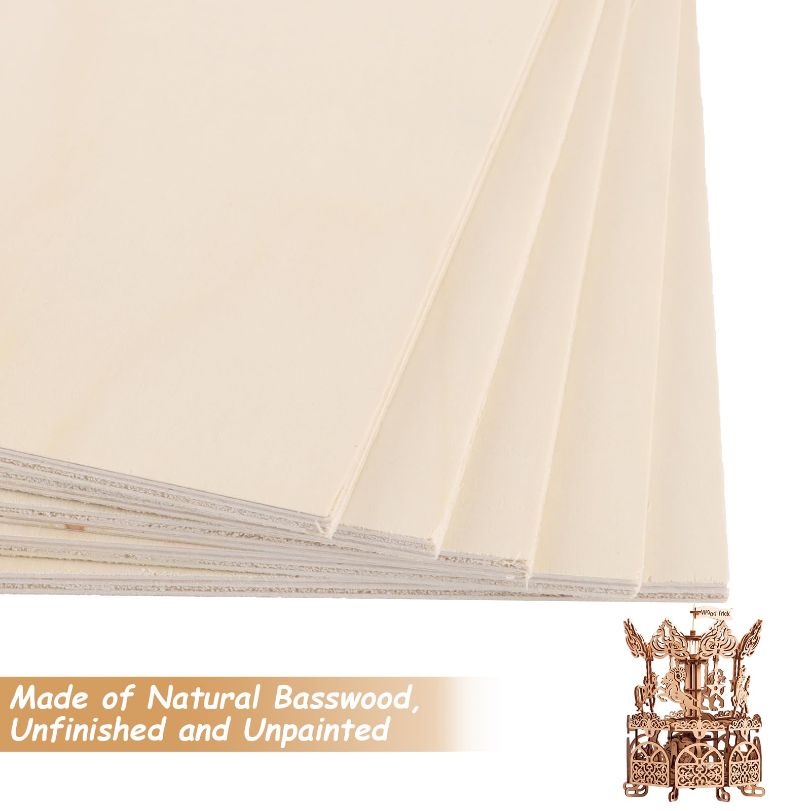 SHUESS 10 placas de madera contrachapada de 5 mm, 300 x 210 mm, A4, contrachapado de álamo, para manualidades, madera contrachapada para manualidades, sierra de marquetería, pirograbado, corte por