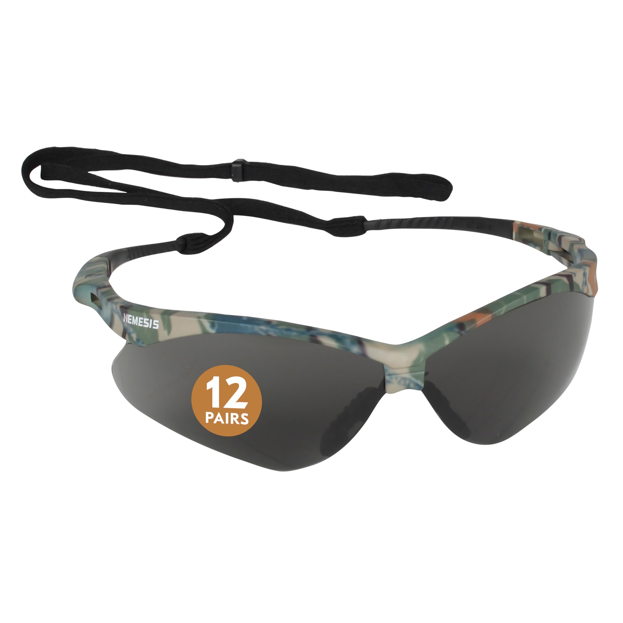 V30 Nemesis Safety Glasses (22609), Smoke Anti-Fog Lens, Camo Frame, 12 Pairs / Case