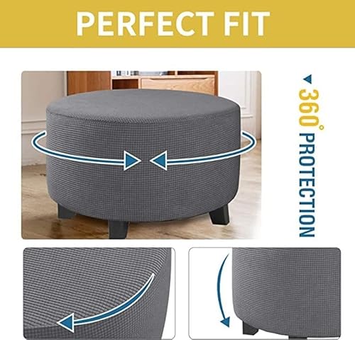 Acdler Runde Stretch-Ottomanenbezug, Mit Elastischer Unterseite Fußhocker-Überzug Fußhocker-Überzug, Luxuriöser Samt-Pouf-Überzug Für Wohnzimmer (Color : A13, Size : 50-58CM)