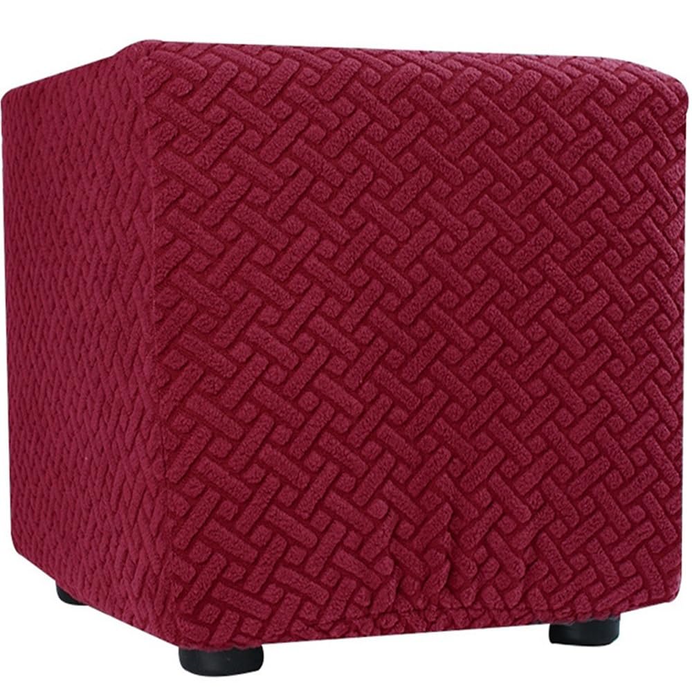 Square Footstool Cover 50x 50/60 x 60cm Stretch Jacquard Ottoman Cover Thicker Large Stretch Pouffe Cover Anti-Slip Foot Stool Slipcovers With Elastic Bottom, Machine Washable ( Color : #13 , Size : 9