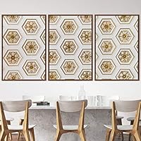 3 Piece Framed Canvas Wall Art Abstract Colorful Cool Geometric Canvas Prints Home Artwork Decoration for Living Room,Bedroom - 16