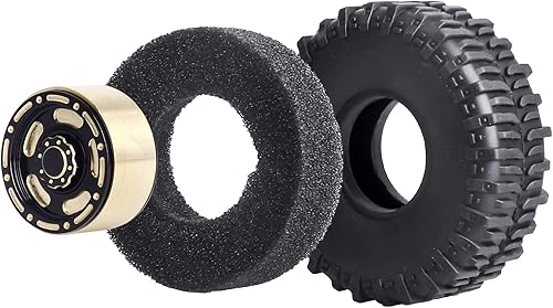 Miniatura 10 de Hobbypark Ruedas y neumáticos Beadlock de latón 1.0 para 118 TRX4M Upgrades Parts 118 SCX24 124 RC Crawler de repuesto, juego de 4 (Tipo E)