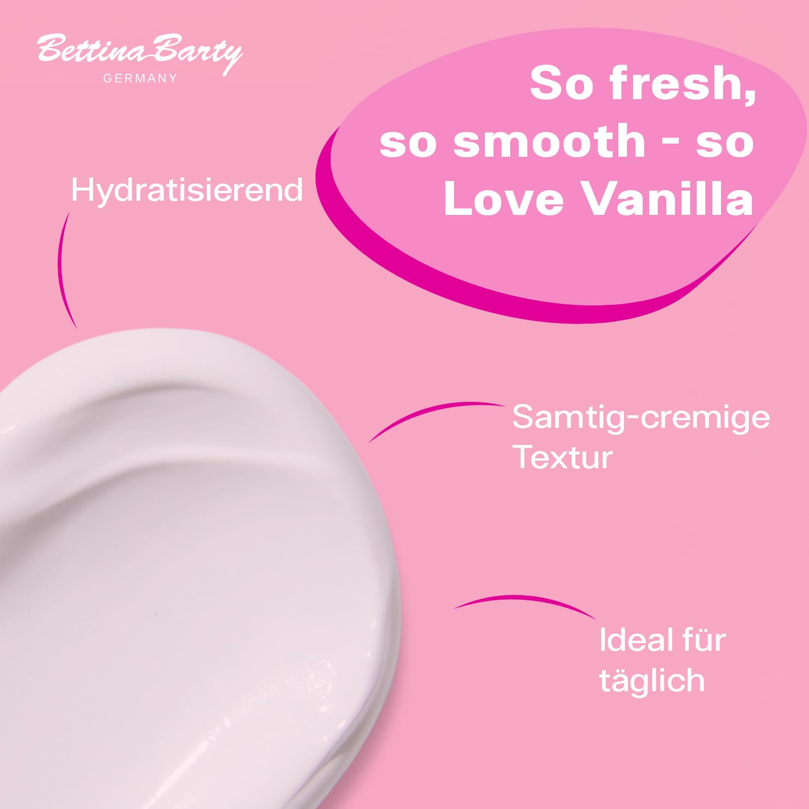 Bettina Barty Love Vanilla Hand & Body Lotion 12 x 500 ml – Feuchtigkeitspflege mit süß-warmem Vanilleduft für Haut & Hände – Mit schnell einziehender Formel