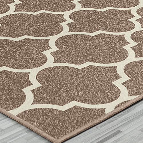 Collact Area Rug 3X5 Door Mat Kitchen Rug Moroccan Rug Indoor Geometric Mat Soft Quatrefoil Trellis Doormat Non Slip Bathroom Rug Low Profile Floor Cover Entryway For Dining Room Heathered Taupe #TOP5