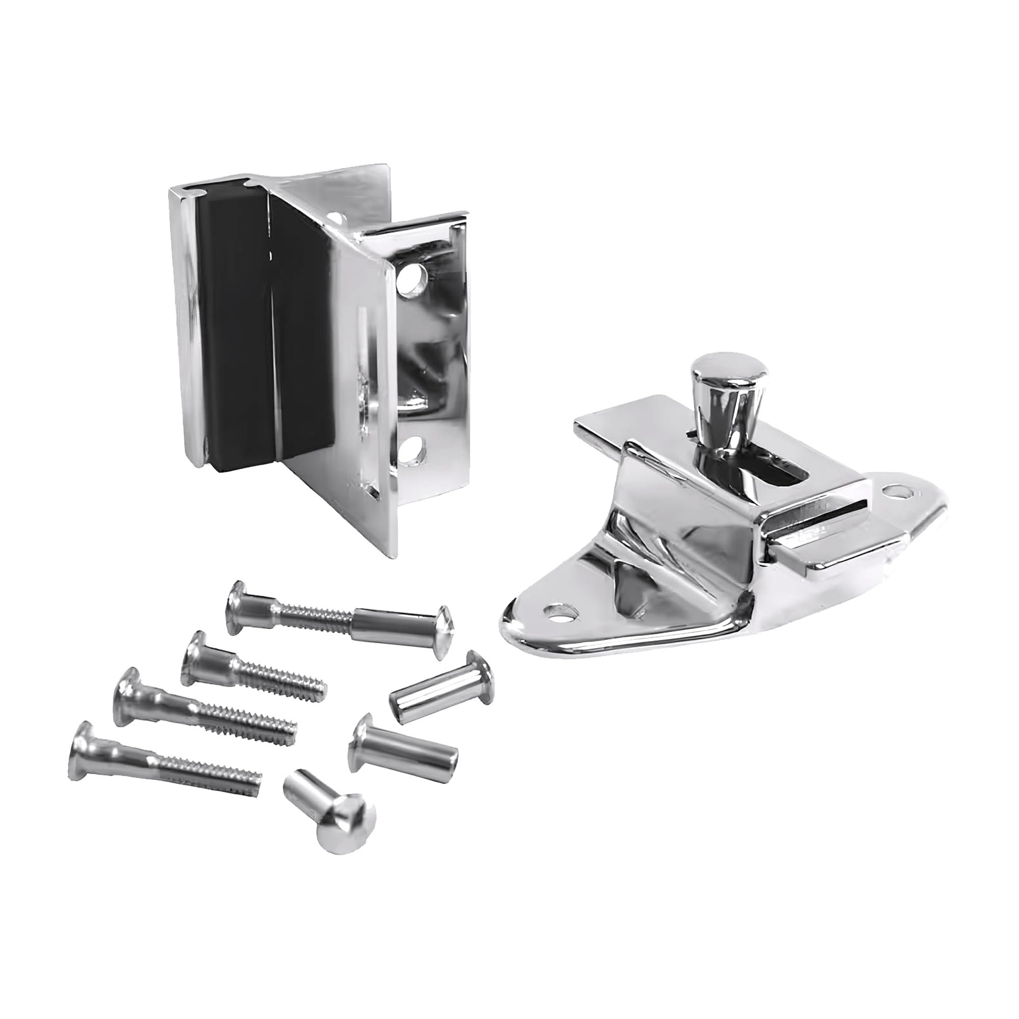Brixwell Slide Latch and Keeper Set with Chrome Plated Finish