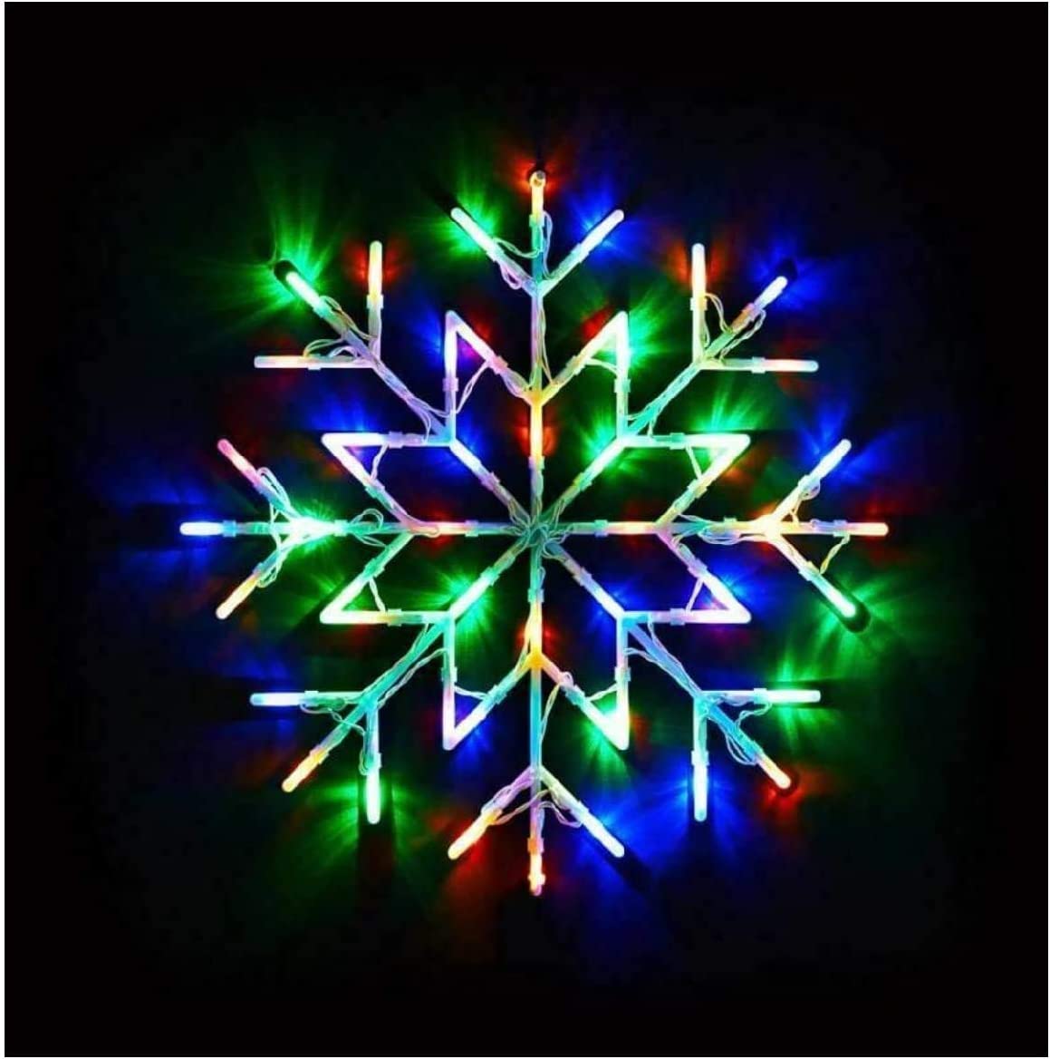 Ghega ® Snowflake Light 50 LED Christmas Window Home Festive Decoration Light 40cm Cable Battery Operated Indoor Use Light Up Xmas New Year Party Fun-Multi