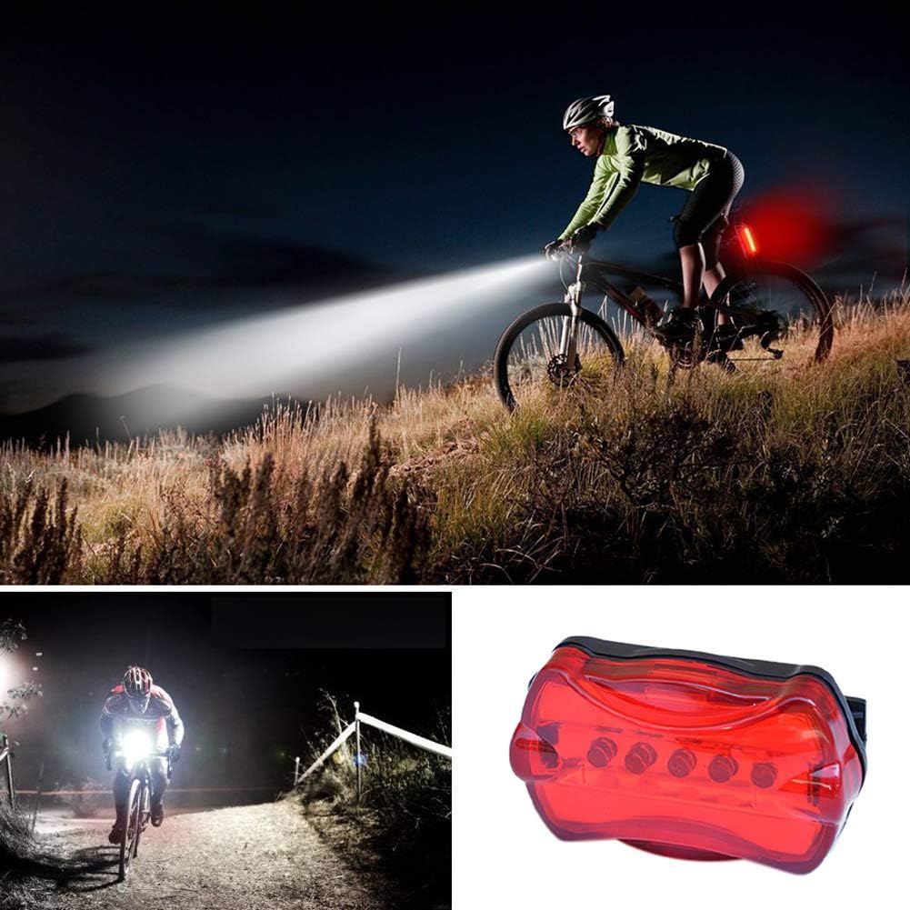 Bike Front Light, Bike Lights Set, Bicycle Lamp 5led Mountain Bike Waterproof Headlight Taillight Combination for Bicycle Black : Sports & Outdoors