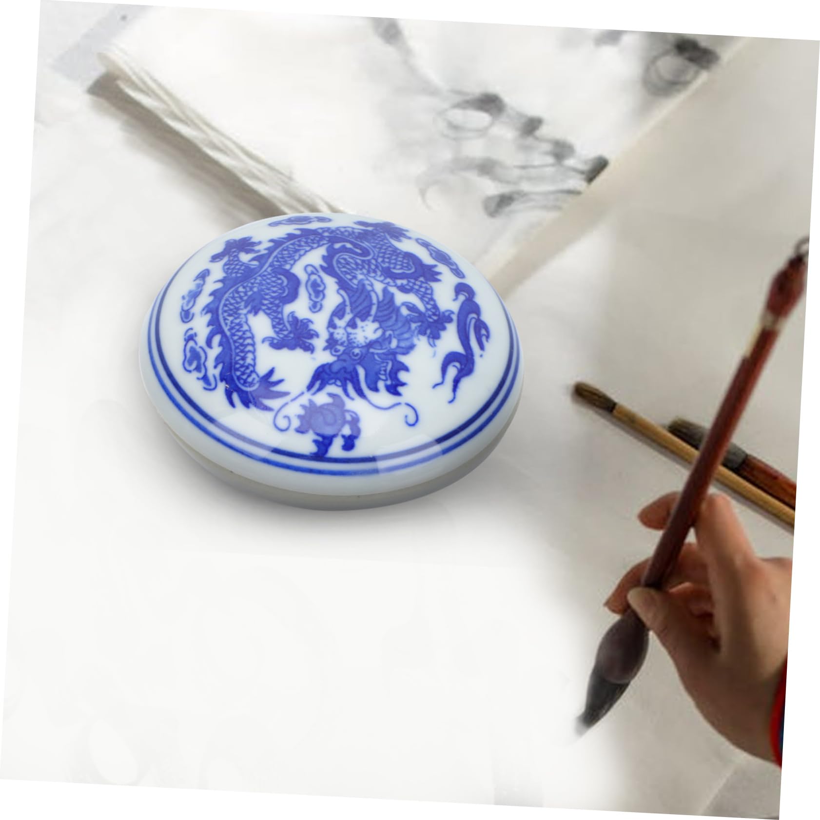 OSALADI 3 Stck. Keramisches Stempelkissen für Kalligraphie Anfänger Tintenpaste Box mit Deckel DIY Chinesisches Stempelkissen für Versiegeln und Malerei Retro Design