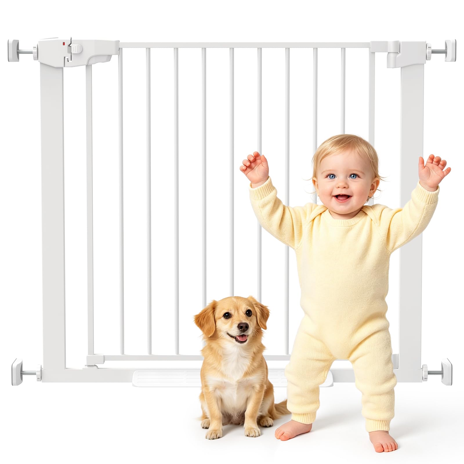 YEAUPE Pro Puerta de bebé para Puertas y escaleras, para Anchos de 92-97 cm, Ajuste a presión, sin Tornillos, Puerta de Escalera Infantil, Color Blanco