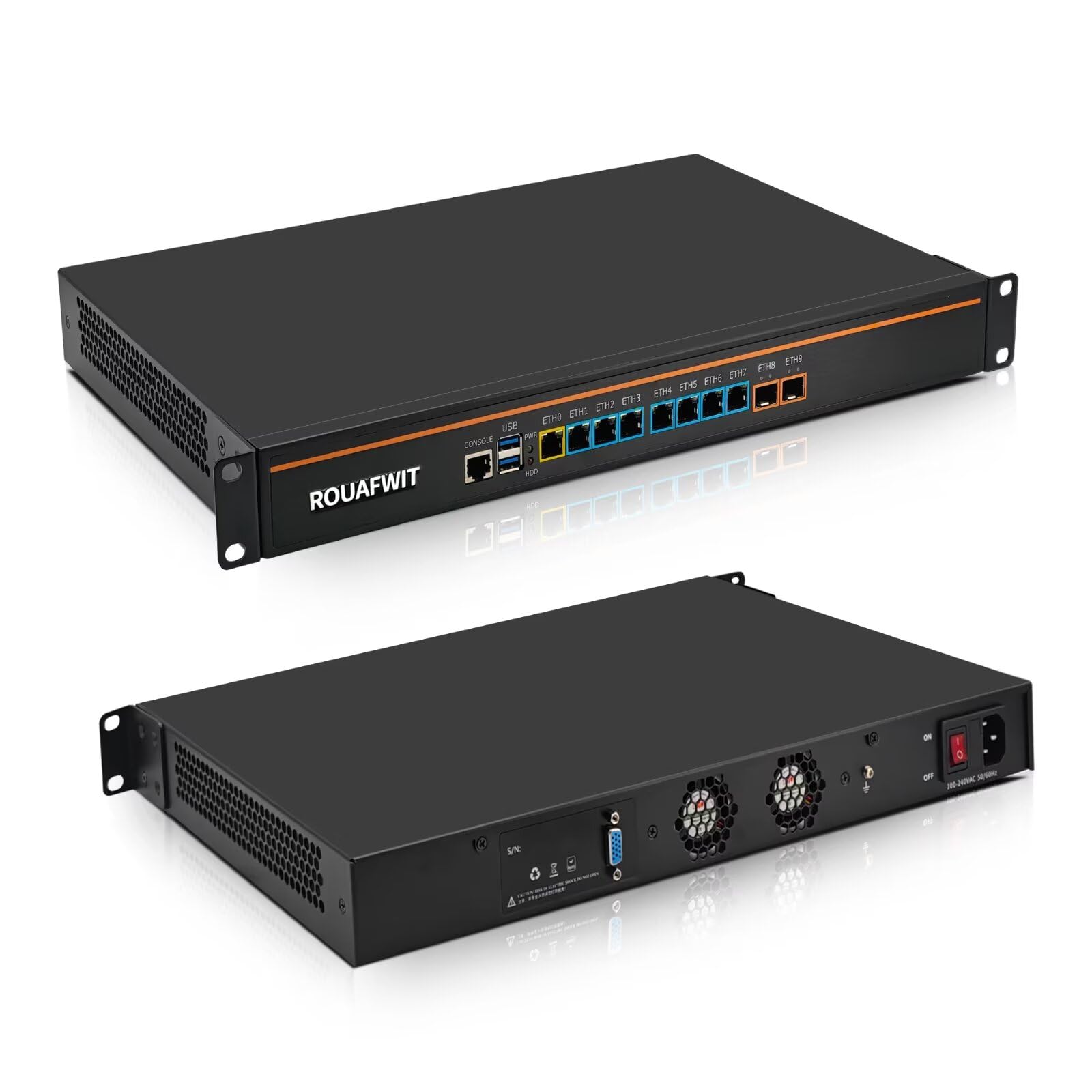 1U Firewall Appliance Z87, Core i5 4300M, 2x 10GBe Lan, 8 x i226V 2.5GbE LAN, OPNsense, VPN, 19 Inch 1U Network Rackmount, VGA, Console, USB3.0, DDR3L 8G RAM 128G SSD