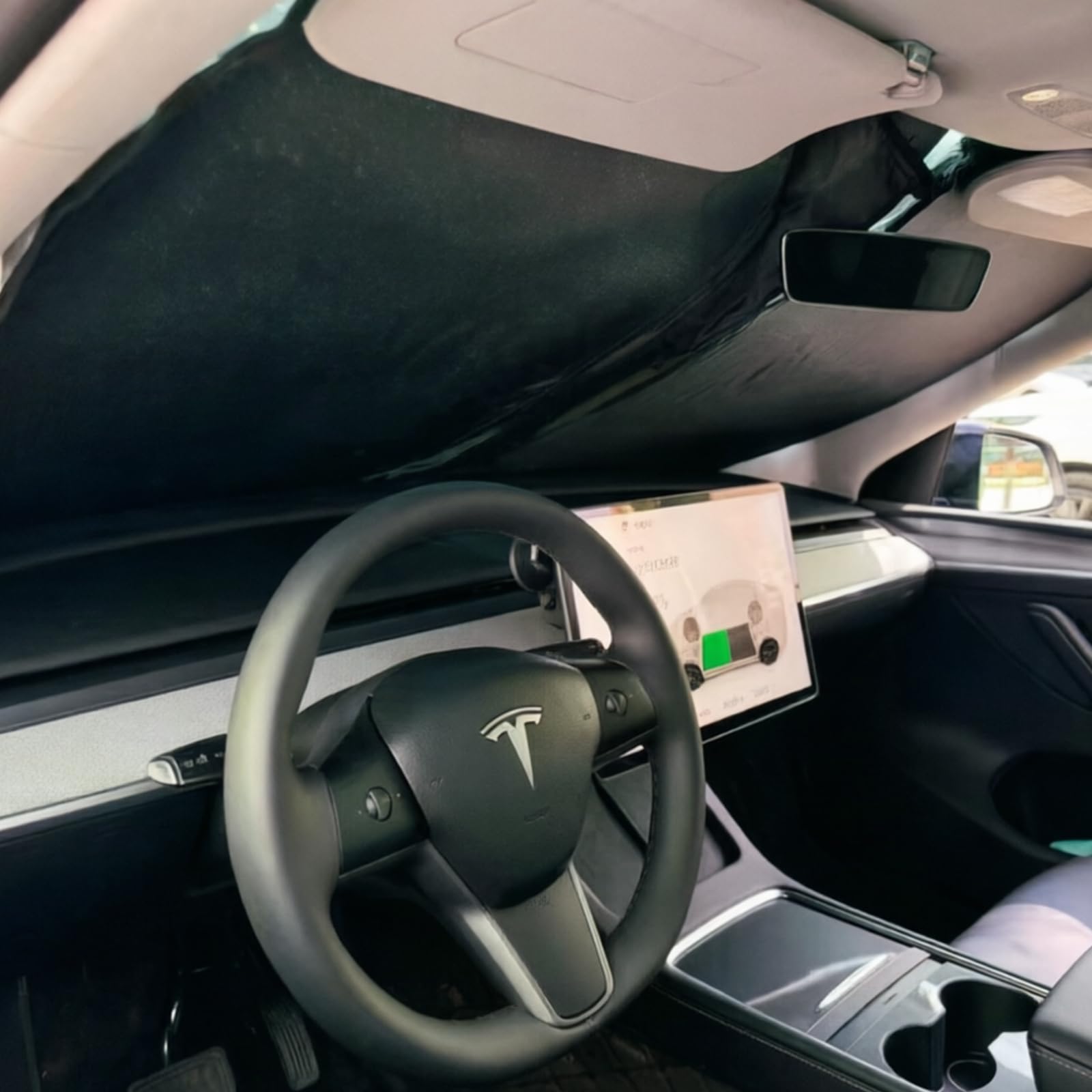Pare Soleil Voiture Pare Brise Avant pour Tesla Model Y Model 3 2019-2026, Pare-Soleil Pliable pour Tesla Model 3/Y,Pare-Brise Soleil Voiture Intérieur, Anti UV et la Chaleur avec Sac