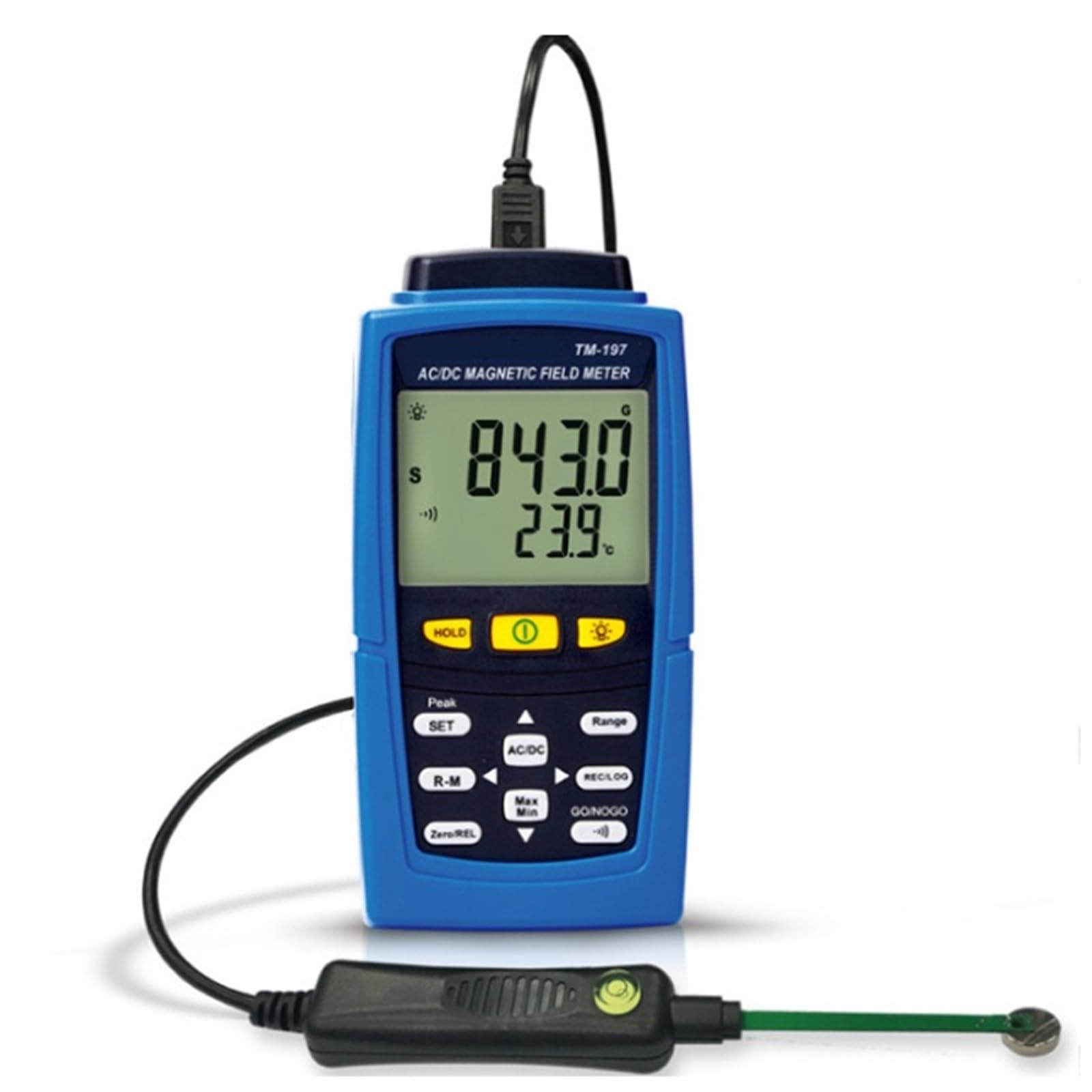Medidor de campos electromagnéticos Tm-197 Ac/Dc Gaussmeter Medidor De Fuerza Campo Magnético Magnetómetro Rango 3000mt para construcciones