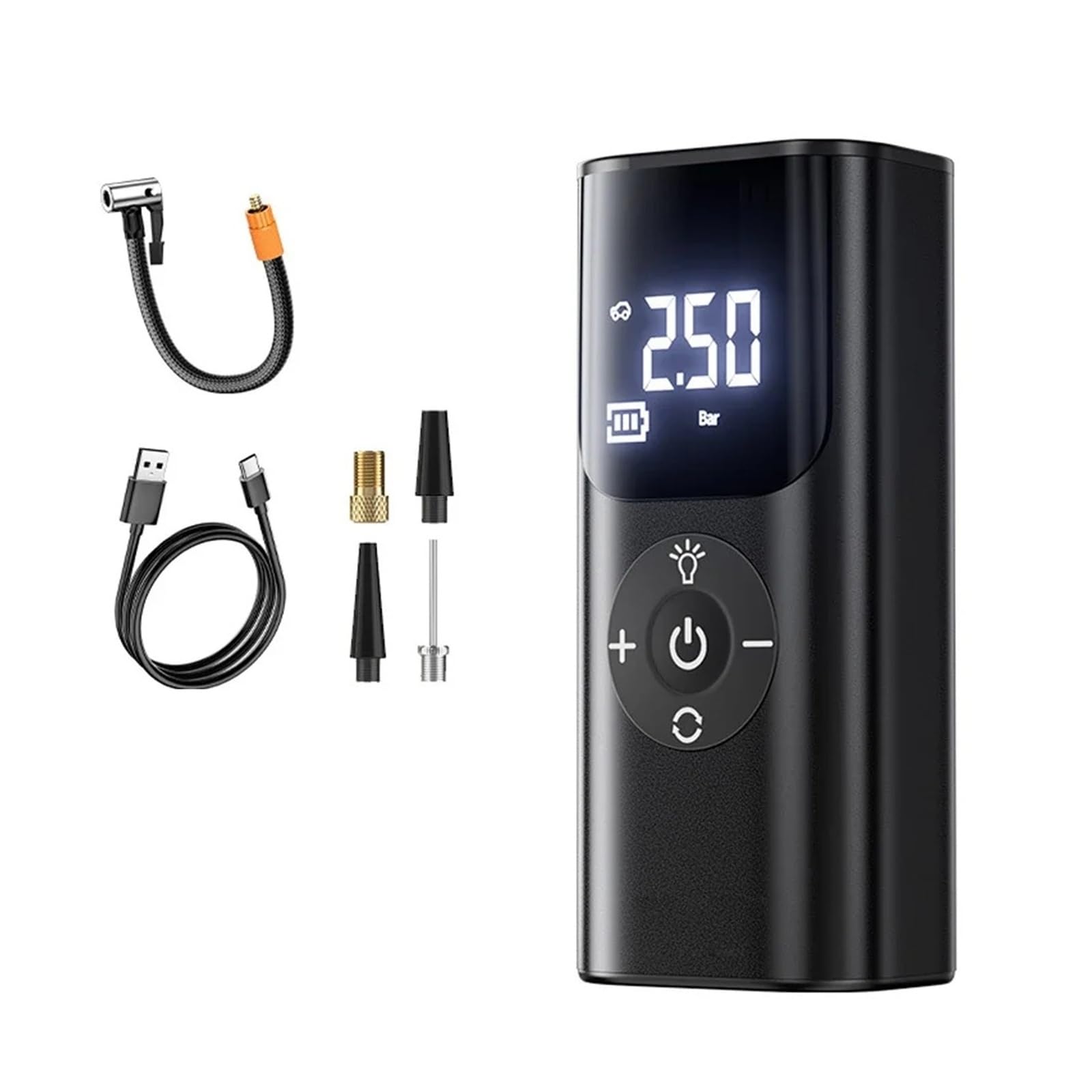 Elektryczna pompka powietrza, 150PSI Pompka samochodowa do pompowania opon 12V przenośna sprężarka powietrza do samochodów do pompowania opon(Nero)