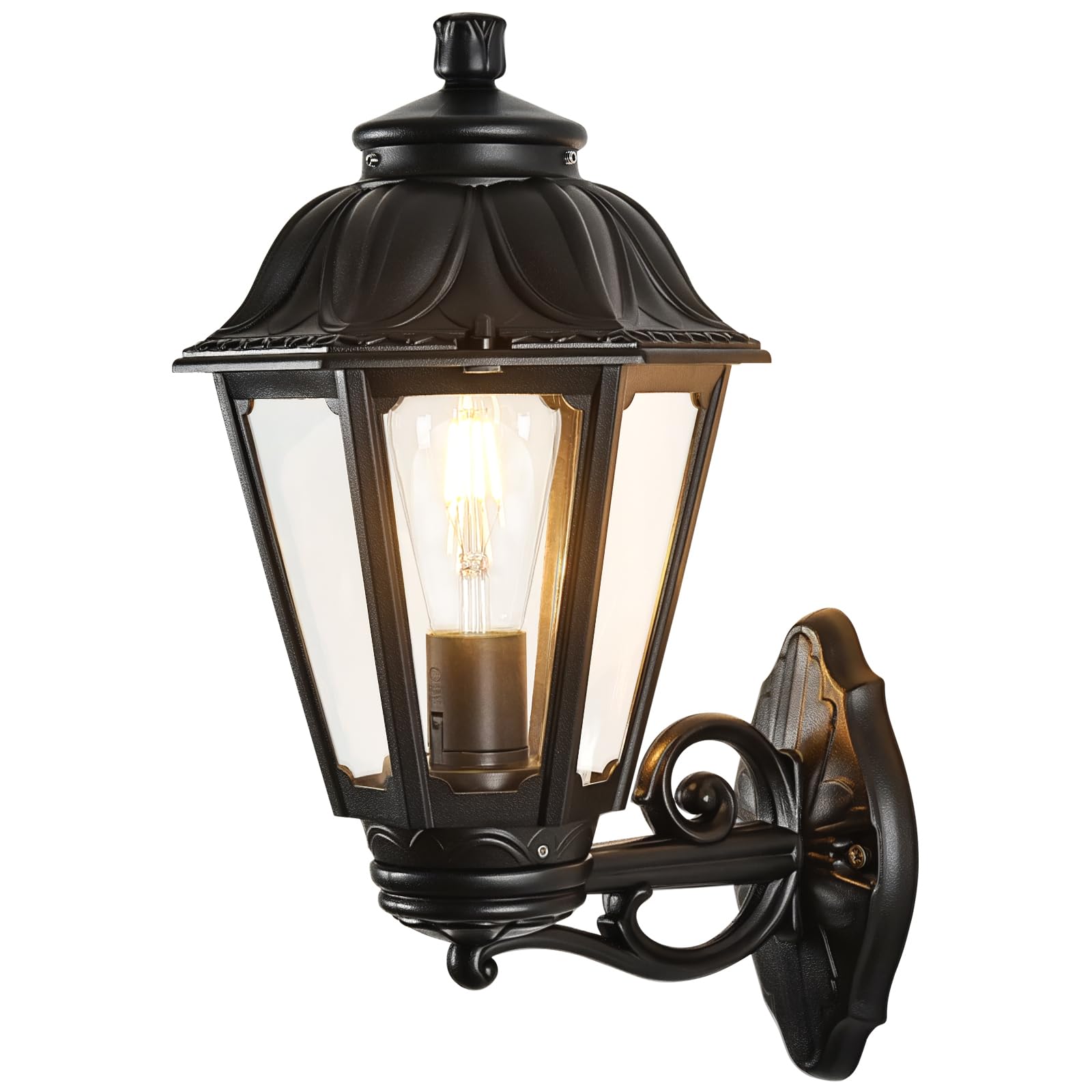 Outdoor Plastic Garden Light, Waterproof Wall Lantern with E27 Socket, Upward & Downward Mounting Options, Modern Black Porch Sconce for Front Door and Patio