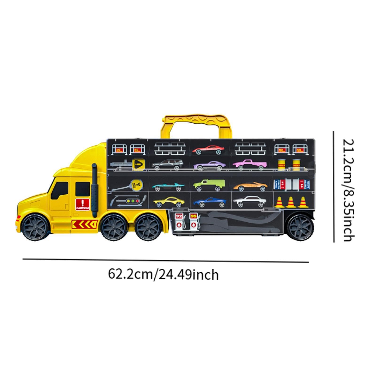 Transportträger-LKW-Spielzeugset, Hauler-Track-Ejection-Auto-Transport-LKW-Spielzeug für 2-, 3-, 4-, 5- und 6-Jährige, Gelb
