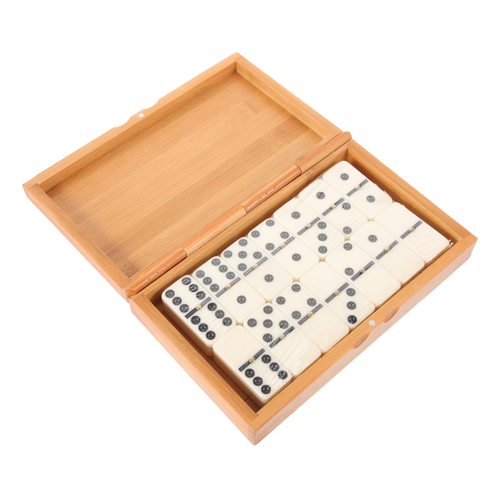 VANZACK Jeu de Dominos Rétro en Bambou Beige Étui de Rangement, Jeu de Société Interactif pour Intérieur et Loisirs en Famille, Coordination Main-œil