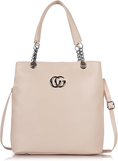YOYOWING Ladies Faux Leather Shoulder Tote Bag – Double G Logo Design | Chain Strap Handbag | Stylish Office &amp; Party Purse...