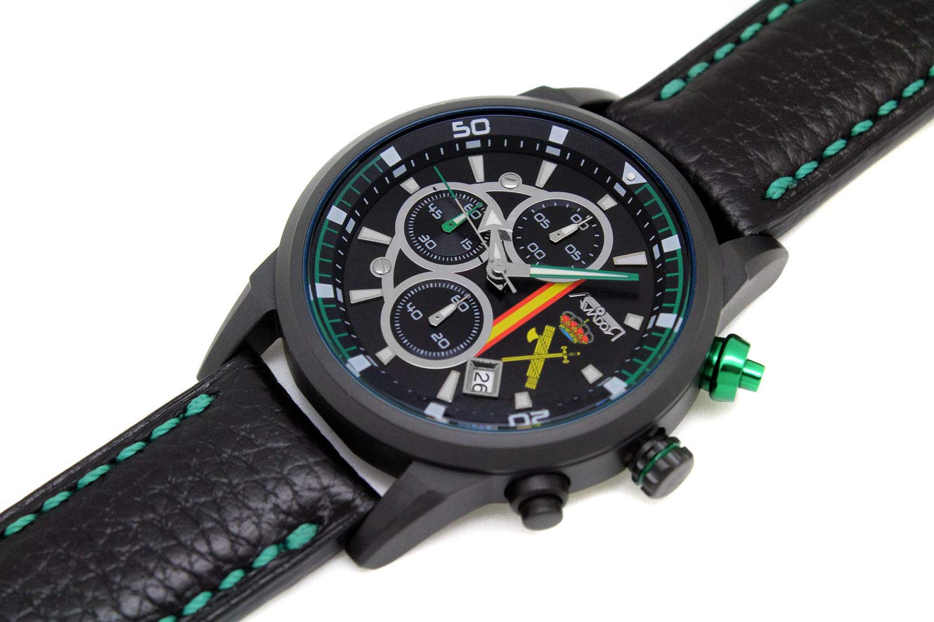 Aviador Reloj Guardia Civil Cronógrafo de Cuarzo Correa de Cuero AV-1212-5-PN