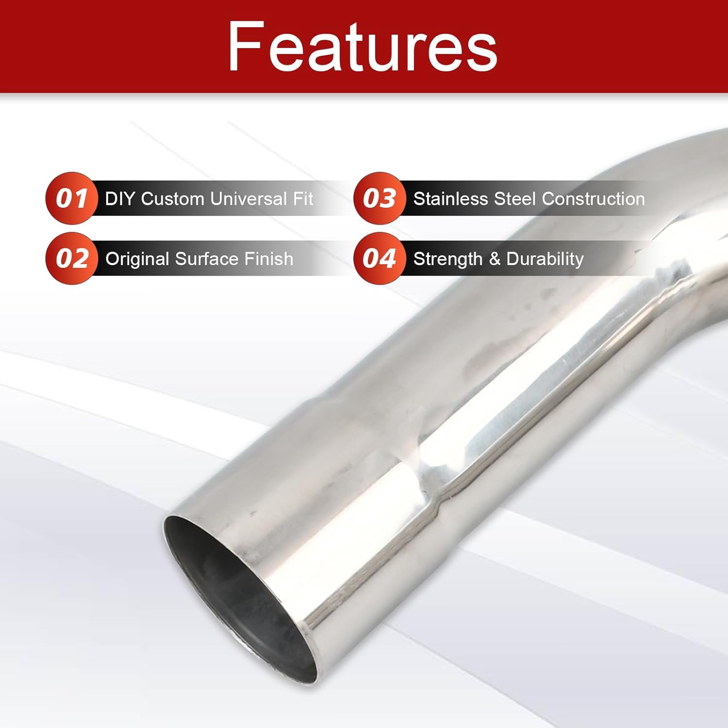 2.25''Inch DIY Custom Mandrel Exhaust Pipe Tube Pipe Intercooler Pipe,48''Straight Pipe,2.25''OD Straight&Mandrel Bend Pipe(45/90/180 Degree) Kit,Polished T304 Stainless Steel-8PCS