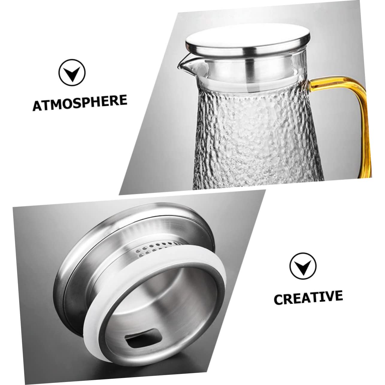 Jarra de Vidrio Delicada Multifuncional y Fácil de Almacenar Tapa de Acero Inoxidable de 1300ml Resistente para Agua Fría y Cerveza Adecuado para Picnics y Fiestas