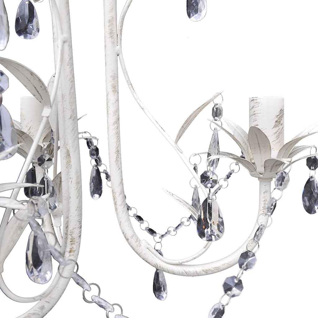 vidaXL Lámpara de Techo Colgante Araña de Cristal Elegante Blanco Iluminación