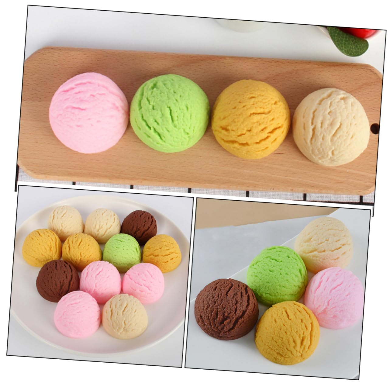 Vaguelly Meticulously Crafted 4pcs Artificial Ice Cream Balls for Photography Party and Display