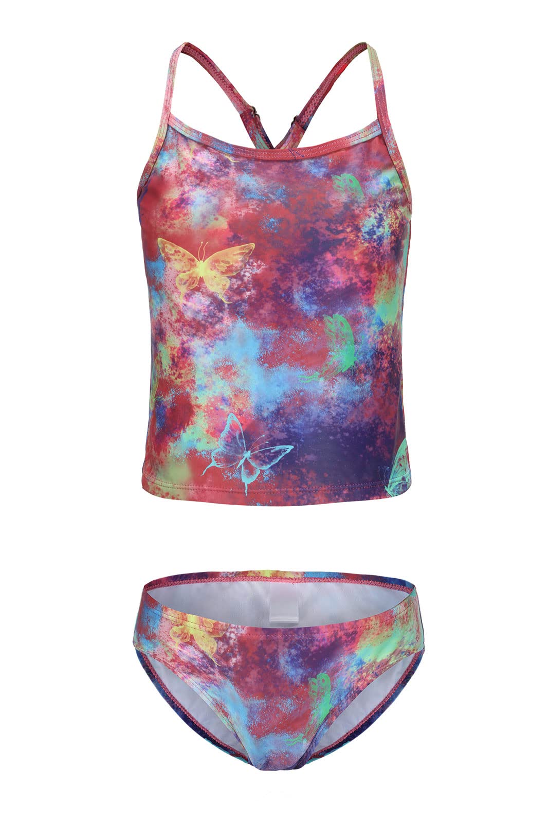 Girls Two Piece Tankini Swimsuits Hawaiian Ruffle Bathing Suit Summer Beach Swimwear Set