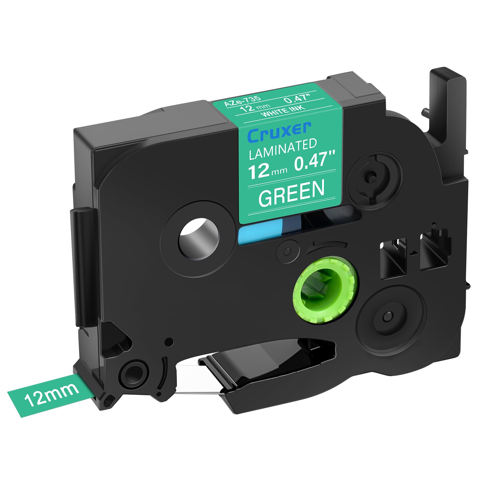 Cruxer Lot de 200 Compatible TZE-735 pour P-touch Blanc sur Vert 12 mm