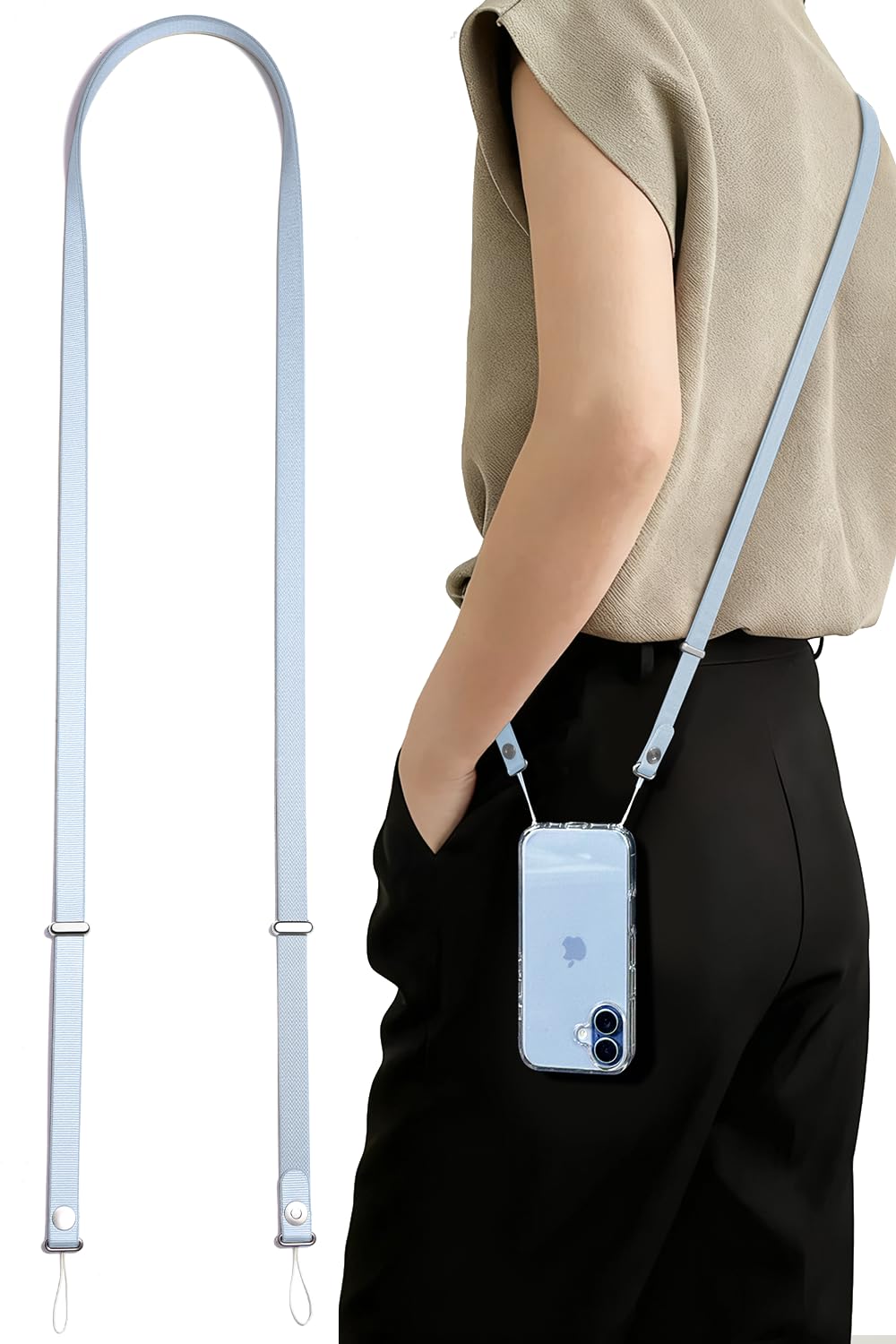 Photo 1 of Foenor Magnetic Crossbody Strap for iPhone 17 Series - Light Blue