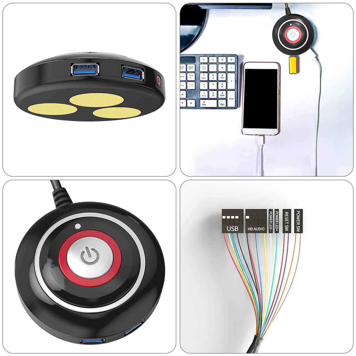3 Pezzi Pulsante Di Accensione/spegnimento Usb Pulsante Di Reset Di Ricambio Per Case Del Computer Connettori Facili Da 3 5 Mm Per Scheda Madre