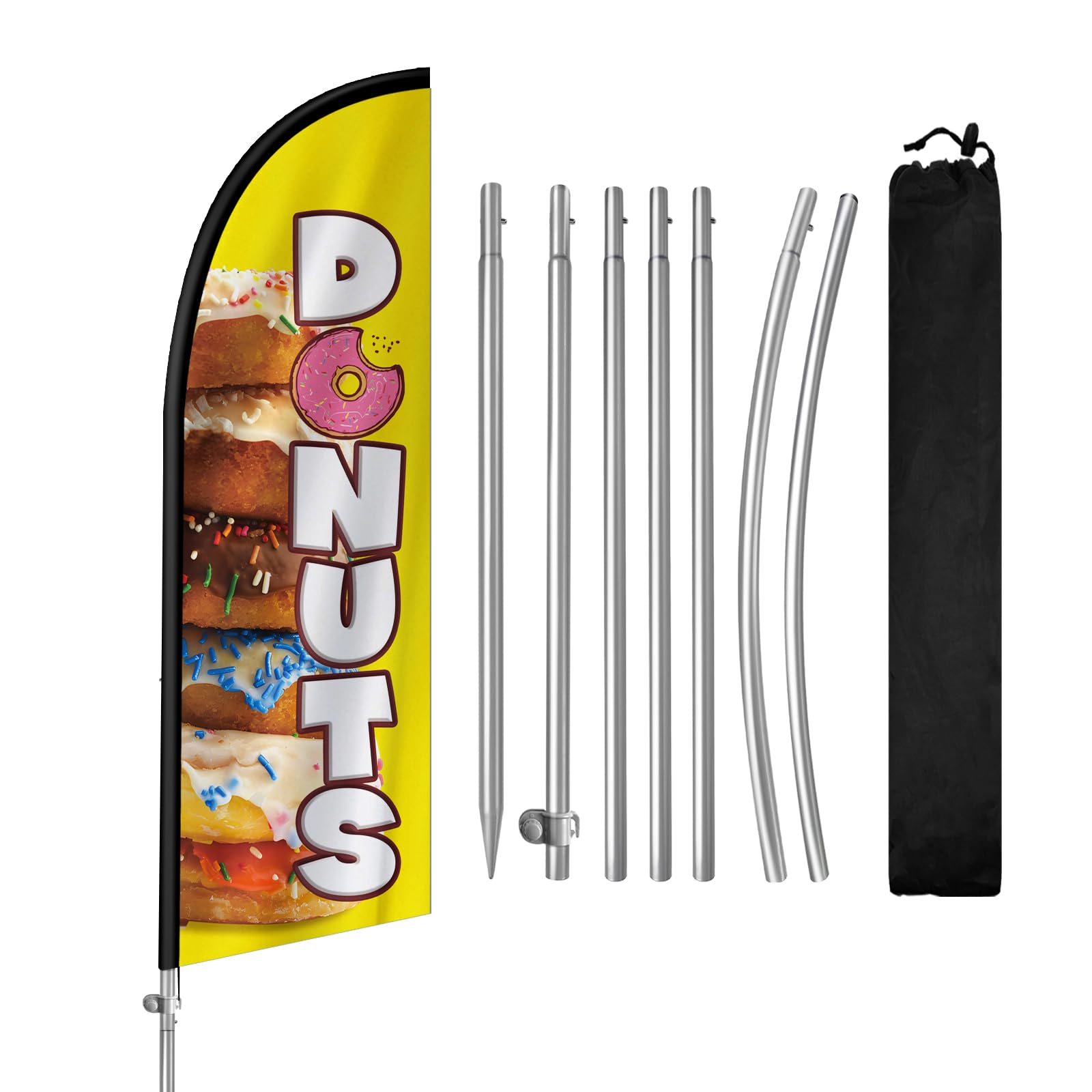 Drapeau en forme de beignets, kit mât de pavillon et sac portable pour attirer l'attention en rue - 8